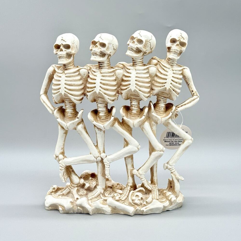 Pumpkin Hollow Resin White Dancing Skeletons Halloween Decor Decoration 9"